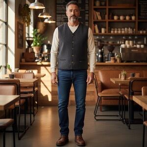 Steinbock Charcoal Virgin Wool Tyrol Austria Button Up Vest Mens Size 48